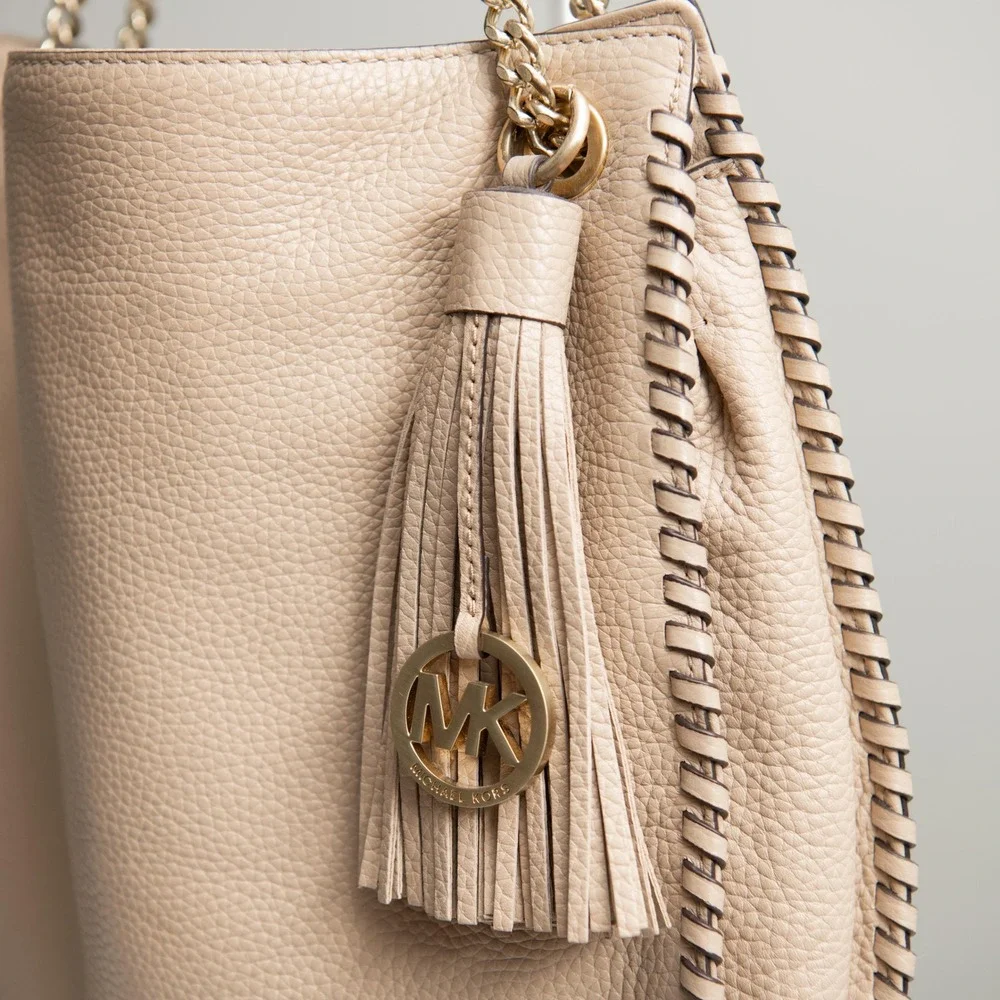Michael Kors Whipped Chelsea Large Shoulder Bag Boho Chic Purse Whipstitch Chain